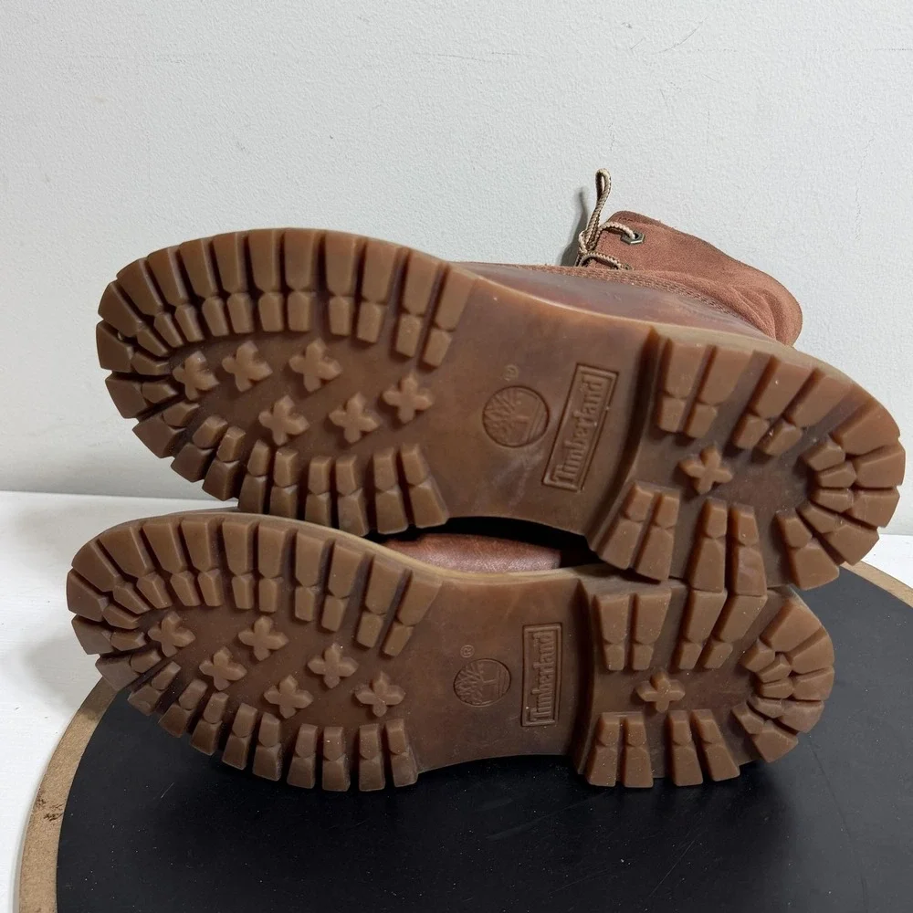 Timberland Boots Men Size 5 Brown Leather Shearling Lined Fold‎ Down Grunge